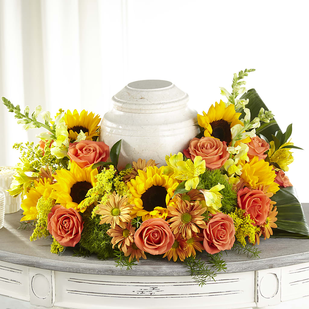 Faithful Sunflower Cremation Adornment – KLEIN'S FLORAL & GREENHOUSES INC, Madison WI