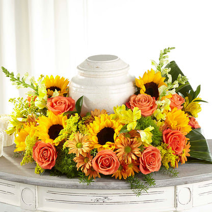 Faithful Sunflower Cremation Adornment – KLEIN'S FLORAL & GREENHOUSES INC, Madison WI